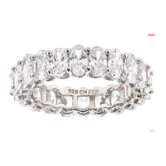 Gorgeous New 5.5 Ct Oval Cut Sim Diamond Eternity Band Ring Sz 8~925 Sterling - Picture 6 of 6